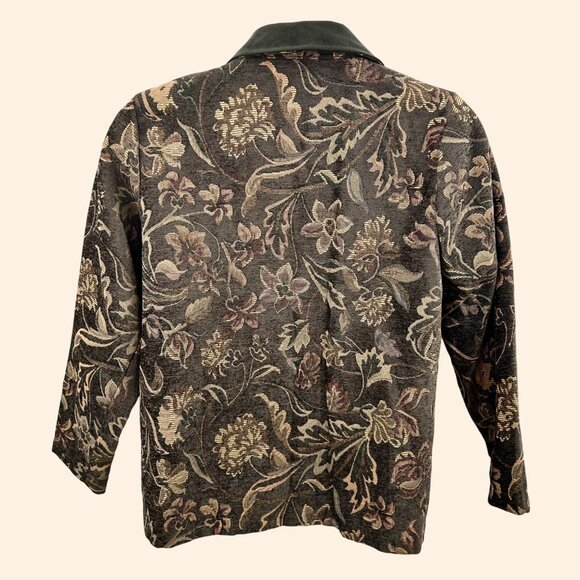SUSAN GRAVER STYLE FLORAL TAPESTRY JAQUARD DECORATIVE BUTTON JACKET - M - Picture 4 of 4